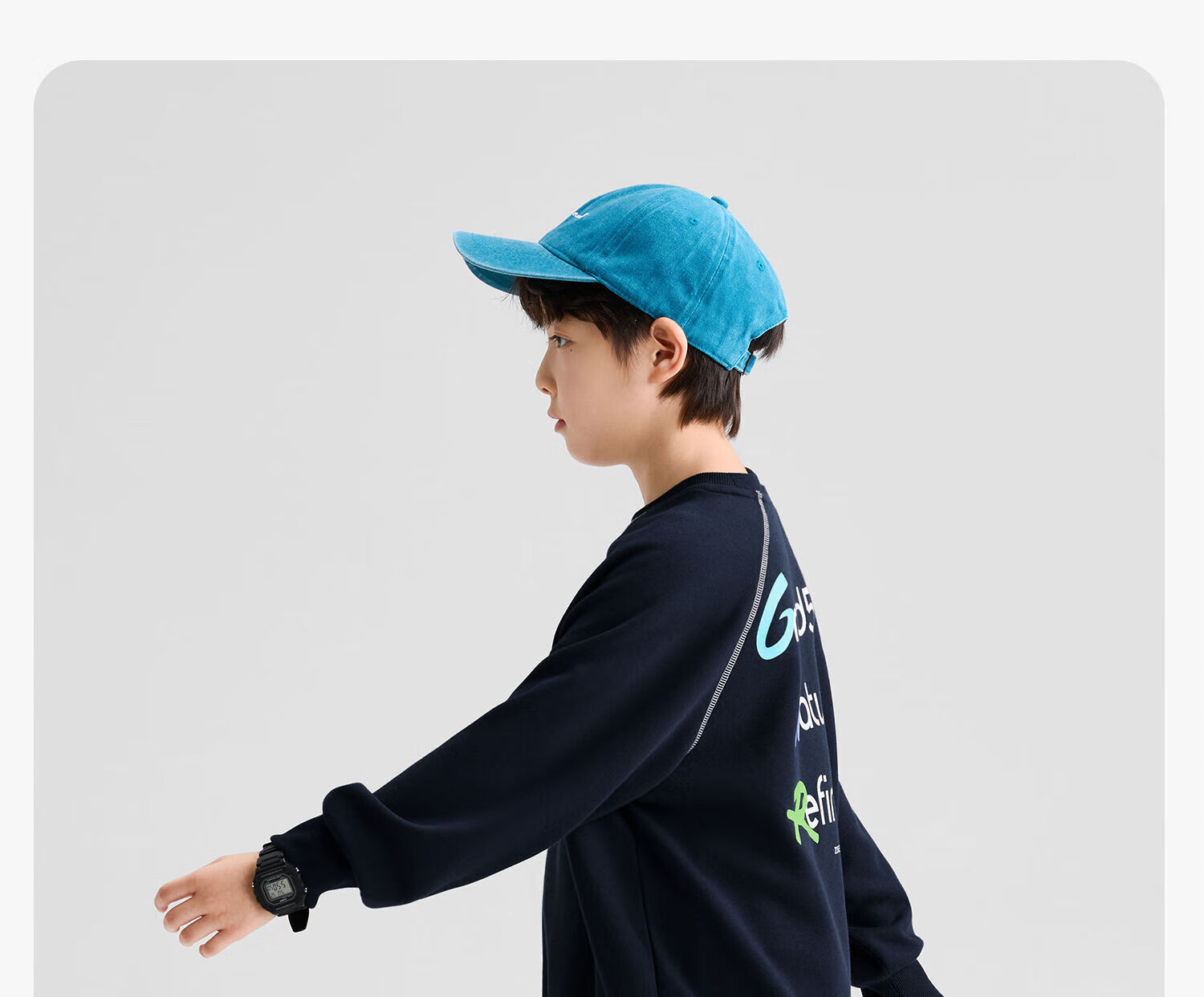 Zuo Xi Kids Boys Sweatshirt 2026 New Spring Children's Letter Graffiti Sports Top Light Gray 165 37